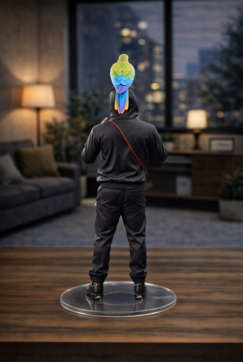 Figurine Werenoi Édition Perroquet vue de dos - collector 3D